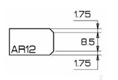 039385 - Model AR12  L1=1.75 mm. L2=8.5 mm. 1
